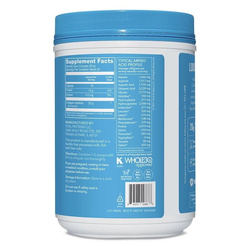 BỘT COLLAGEN PEPTIDES Vital Proteins KHÔNG VỊ Unflavored - WHOLE30 - PALEO - HỖ TRỢ TIÊU HÓA - DA MÓNG TÓC, 680g (24 oz)