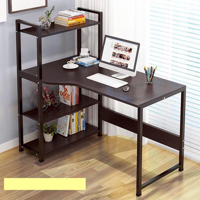 Bàn học tập, bàn làm việc liền giá sách 4 tầng sắt sơn tĩnh điện hiện đại vô cùng chắc chắn
