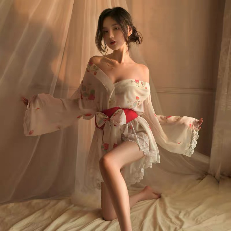 Váy ngủ áo choàng kimono cao cấp sexy P73 - Đầm ngủ kimono gợi cảm - Đồ ngủ nữ sexy