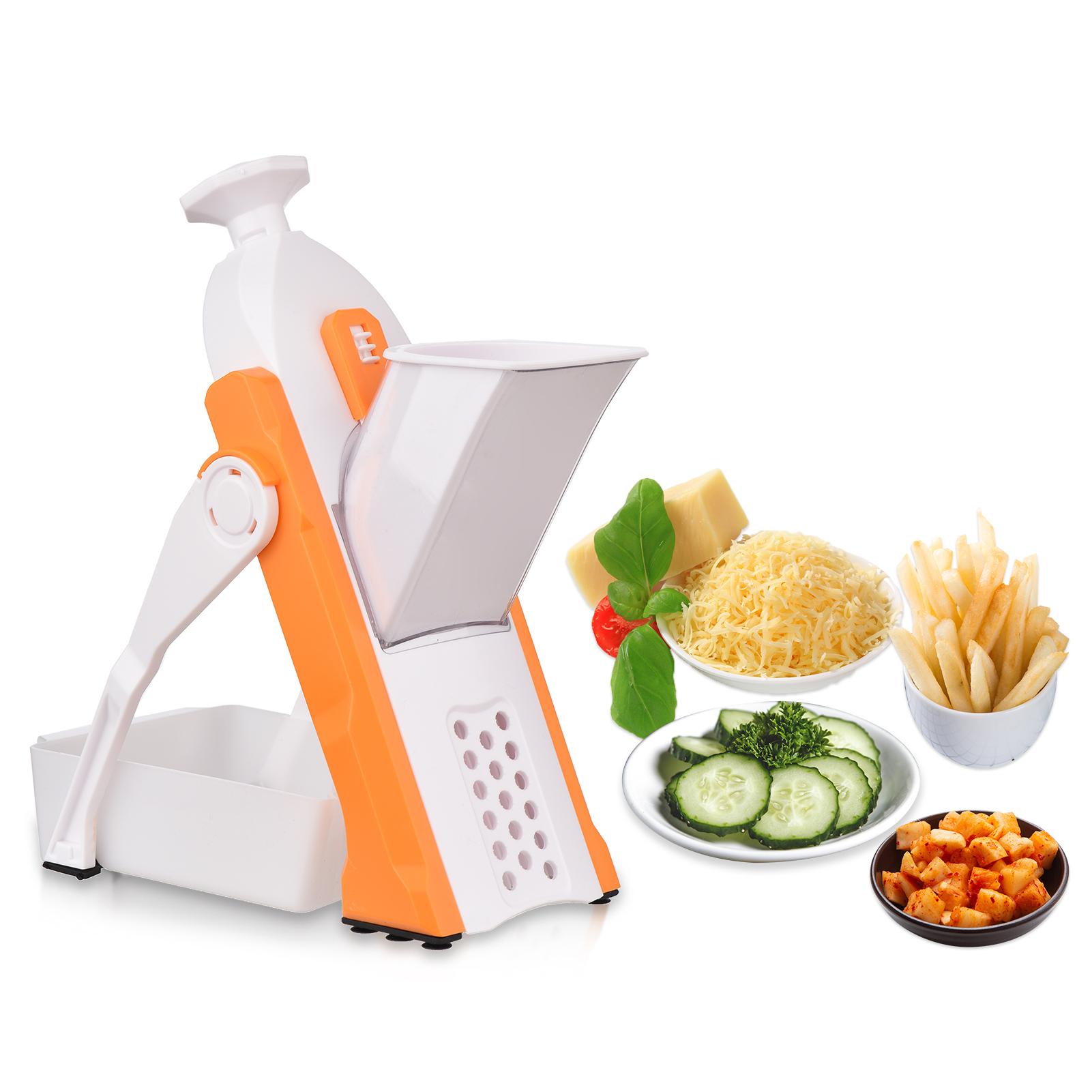 Safe Vegetable Cutter Kitchen Adjustable Vegetable Mandoline Slicer Chopper with Container Cleaning Brush for Potato