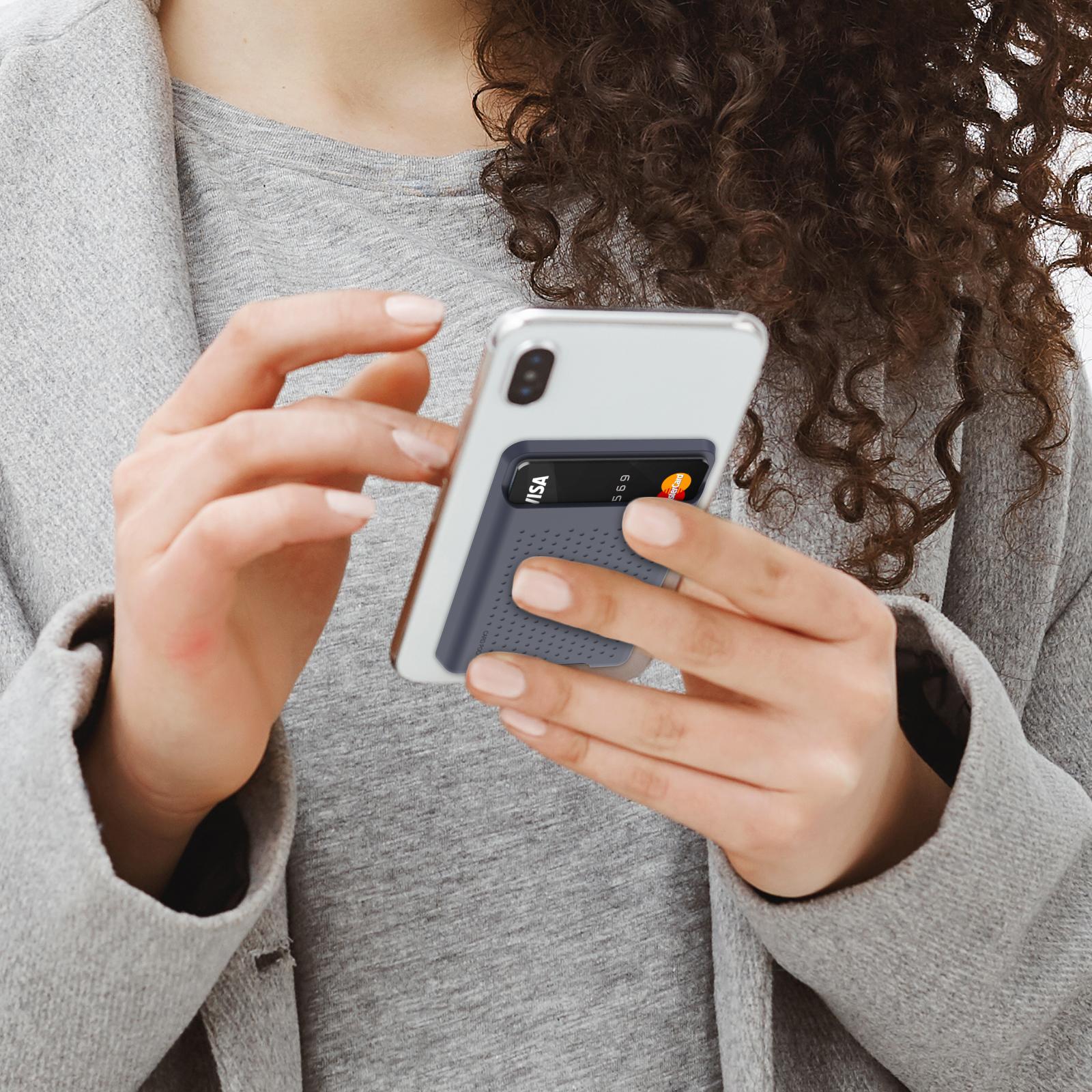 Silicone Adhesive Mobile Phone Back Card Sleeve Solid Color Card Holder Compatible For Iphone