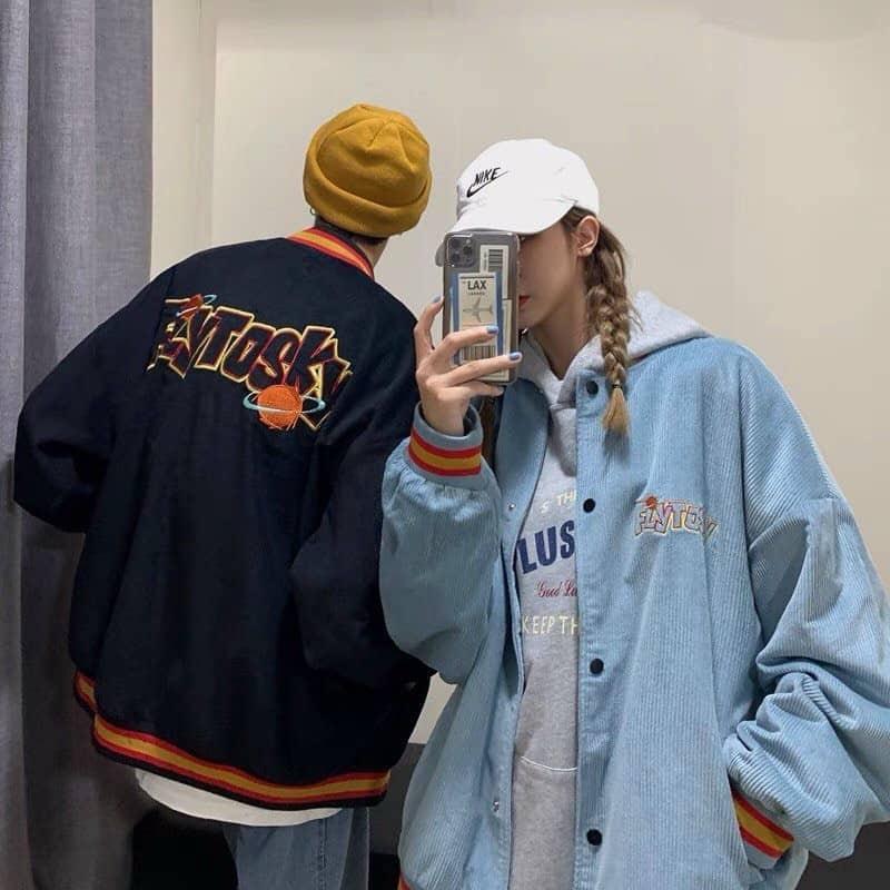 Áo khoác nhung nam nữ bomber unisex gió jacket cúc bấm form rộng local brand ulzzang phong cách hàn quốc đep FLYTOSKY
