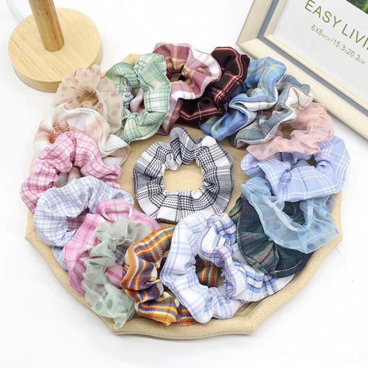 Cột Tóc Scrunchies Caro Đẹp - Dây Buộc Tóc Scrunchie Set Dễ Thương Giá Rẻ (Có Bán Sỉ)