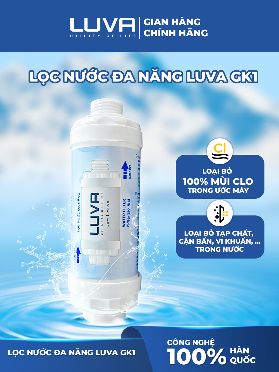 Bộ lọc nước đa năng Luva GK1 cho vòi sen tắm, vòi nước uống, máy giặt, bồn cầu, máy rửa bát