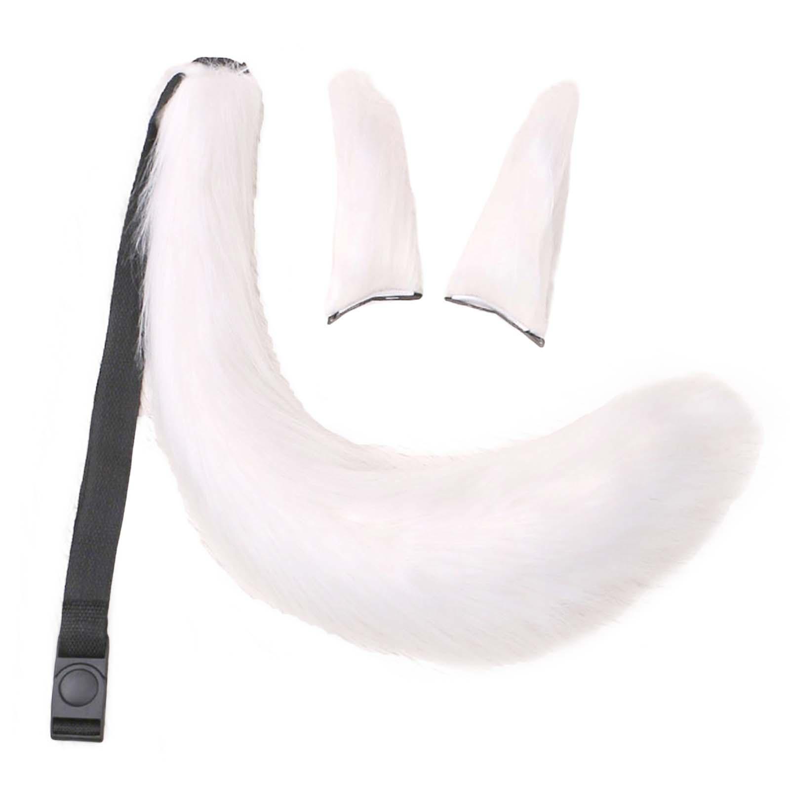 3x Plush Ears and Tail Set Lolita Cosplay Hair Accessories Headdress for Kids Adult