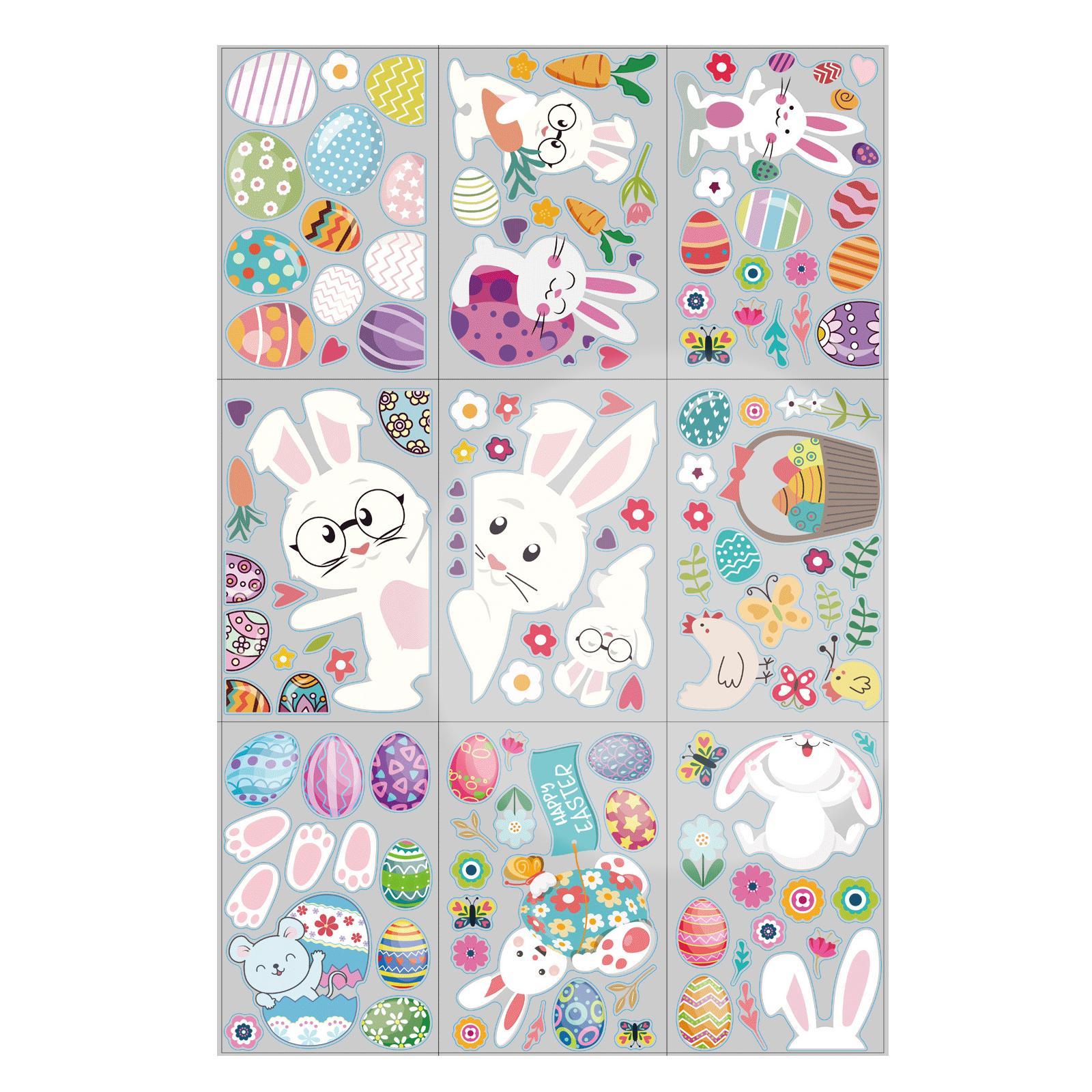 Reusable Easter Window Stickers, Static Clings Wall Decals for Decorative