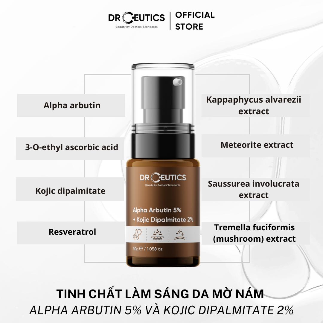 DrCeutics Tinh Chất Alpha Arbutin Làm Sáng Da Mờ Nám Alpha Arbutin 5% Và Kojic Dipalmitate 2%