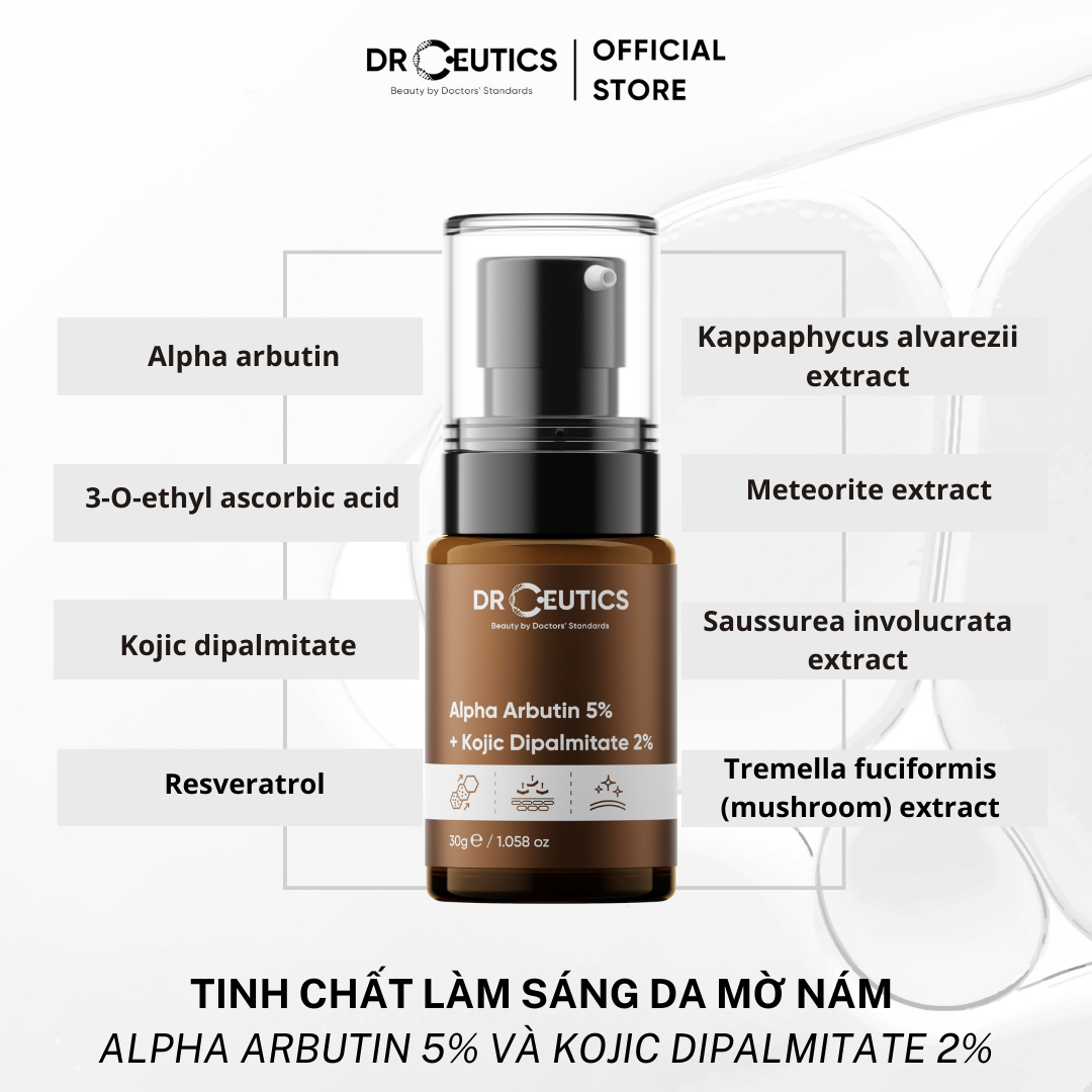 DrCeutics Tinh Chất Alpha Arbutin Làm Sáng Da Mờ Nám Alpha Arbutin 5% Và Kojic Dipalmitate 2% (30gram)