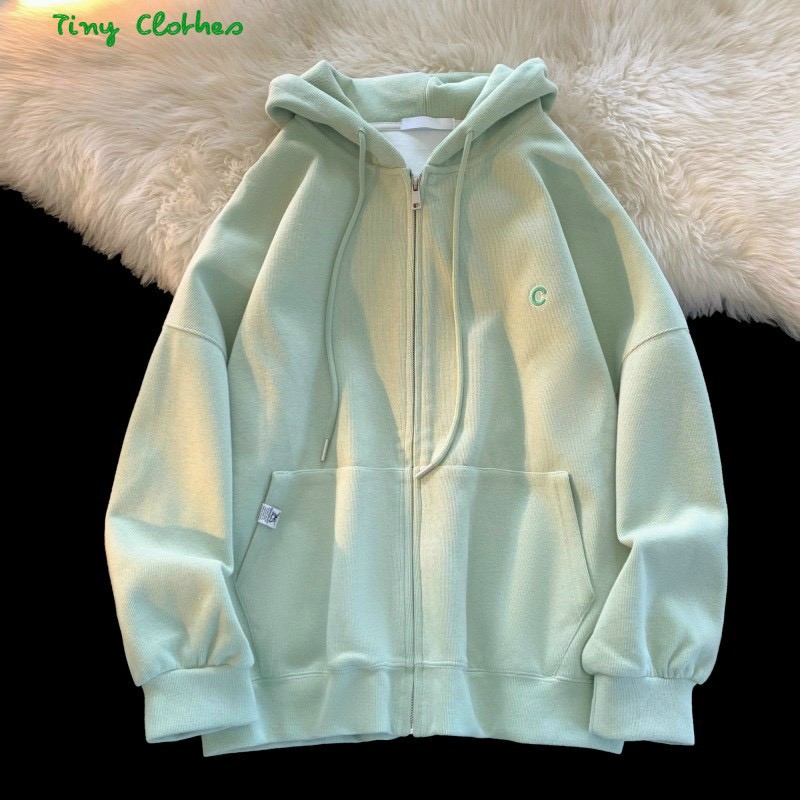 Áo khoác nỉ trơn from rộng UNISEX,áo hoodie kéo khóa OVERSIZE ulzzang màu hồng cam xám cá tính, Áo Khoác Hoodie 3 Màu Nam Nữ Ulzzang Unisex - Áo khoác nỉ mũ form rộng nỉ bông dày dặn cotton mềm mịn thêu chữ C