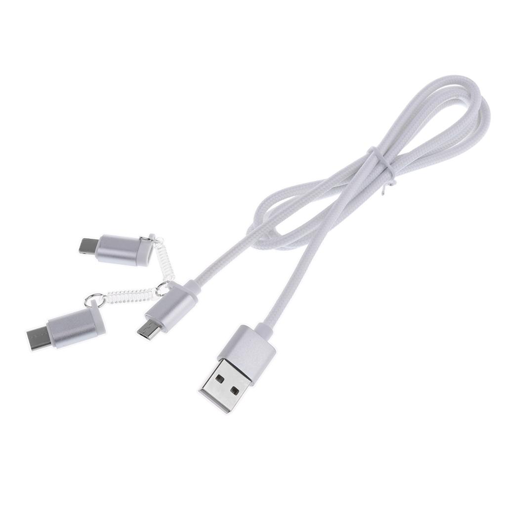 3 In 1 Nylon Cable Micro USB/Type C Sync Charge For All Devices IPhone