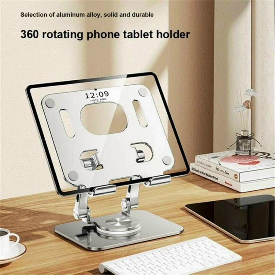 Giá Đỡ Máy Tính Bảng Chân Đế Xoay 360 Độ Chắc Chắn Từ Hơp Kim Nhôm Cao Cấp ( hàng chính hãng)