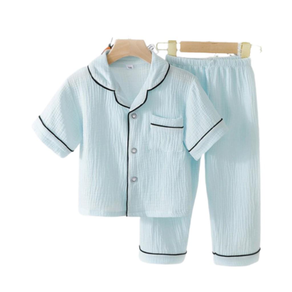 Bộ Pijama Đũi Cộc Hàng Cao Cấp Cực Xinh Cho Bé SUMO KIDS, Bộ Đồ Ngủ Hè Chất Cho Bé Trai Bé Gái Từ 6-28kg