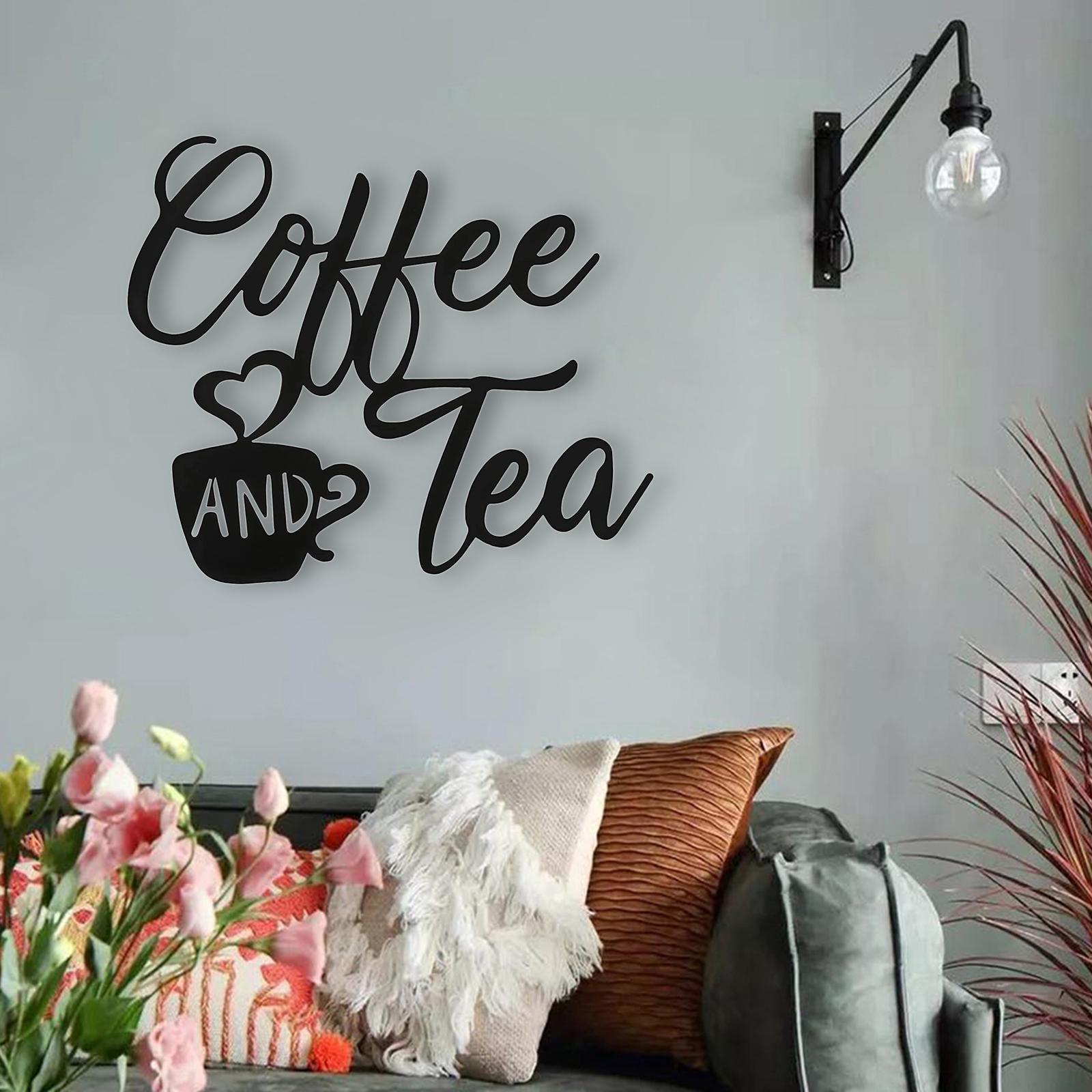Coffee and Tea Bar Sign Metal Hanging Plaque for Farmhouse Decor
