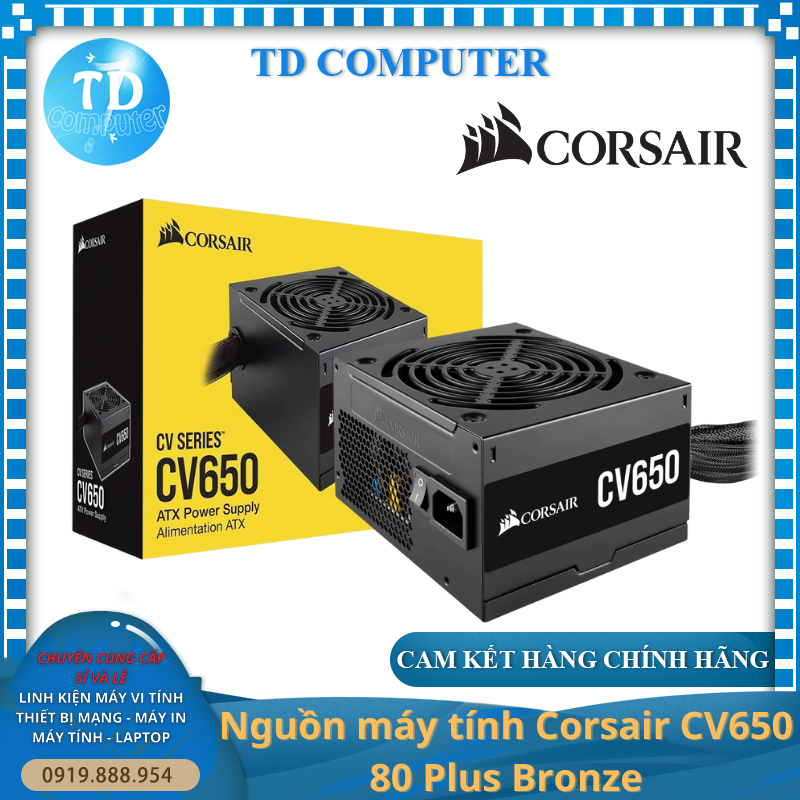 Nguồn máy tính Corsair CV650 80 Plus Bronze - Hàng chính hãng Vĩnh Xuân phân phối