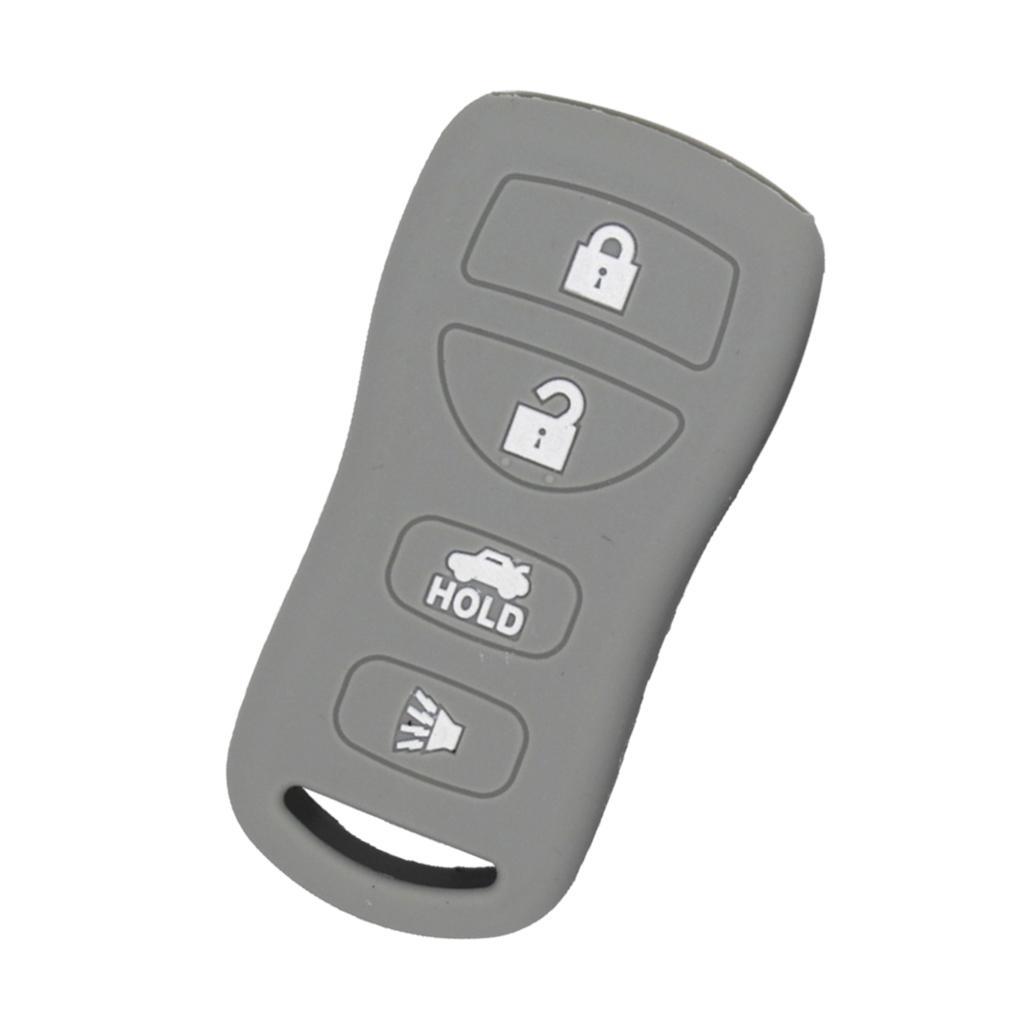 Car Key Fob Protector Case Cover 4 Buttons Key Shell for  Gray