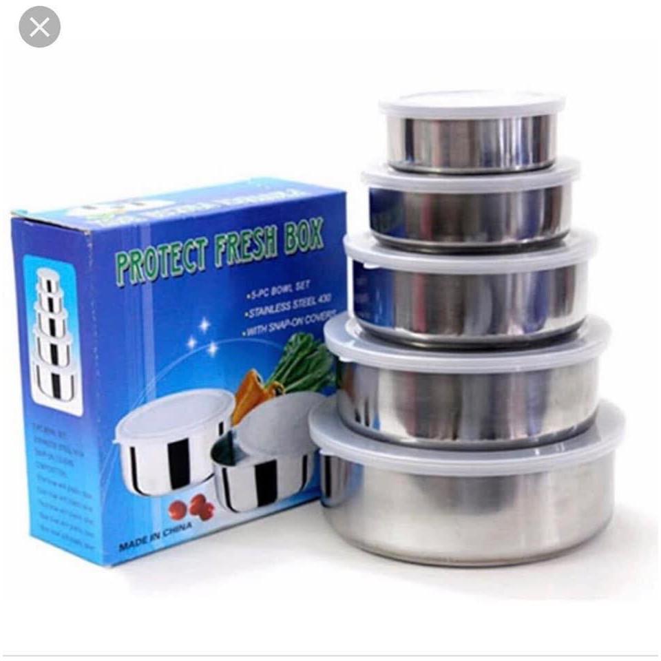Bộ 5 bát inox lạnh có nắp