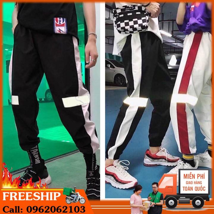 Quần Jogger nỉ phản quang Unisex xịn nam nữ đều mặc được