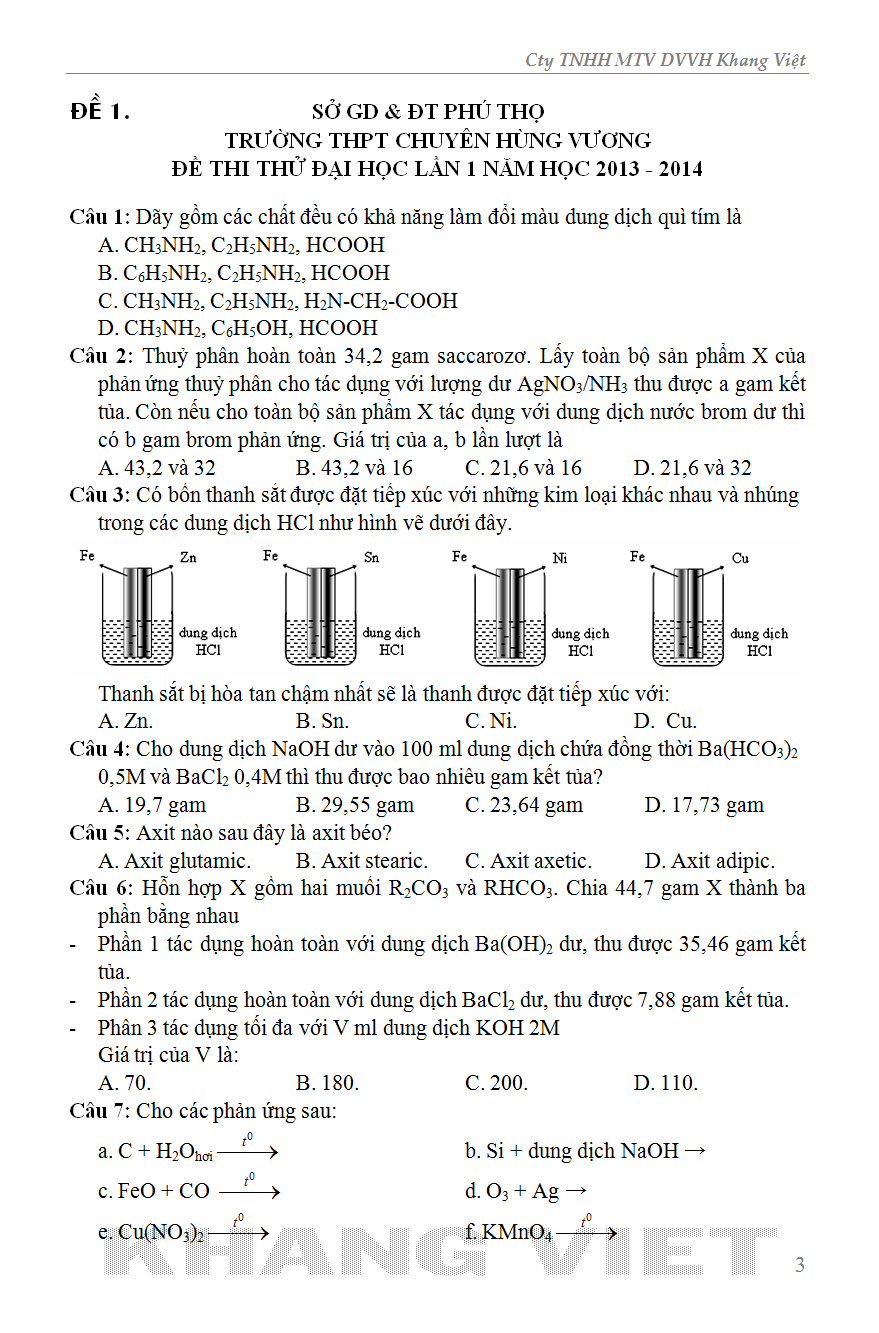 Phát Hiện Cách Giải Nhanh Hiệu Quả Bộ Đề Luyện Thi THPT Quốc Gia Hóa Học - KV