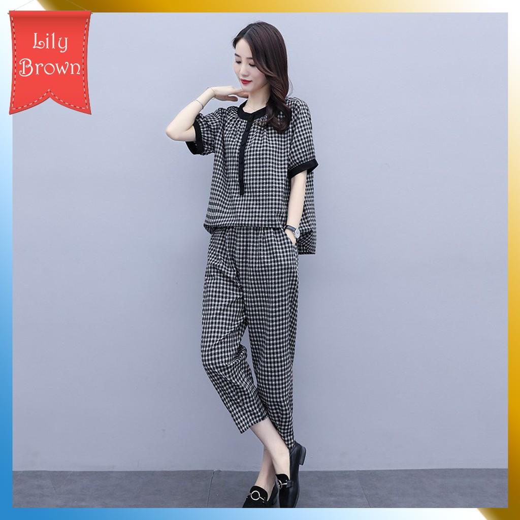 Bộ Đũi Nữ Kẻ Sọc - Thiết kế kiểu dáng đơn giản và thoải mái - Chất liệu vải đũi cao cấp