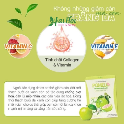 Thạch bưởi da xanh Pomelo Slimming care dành cho cả nam và nữ giảm c.ân 1 hộp 15 gói