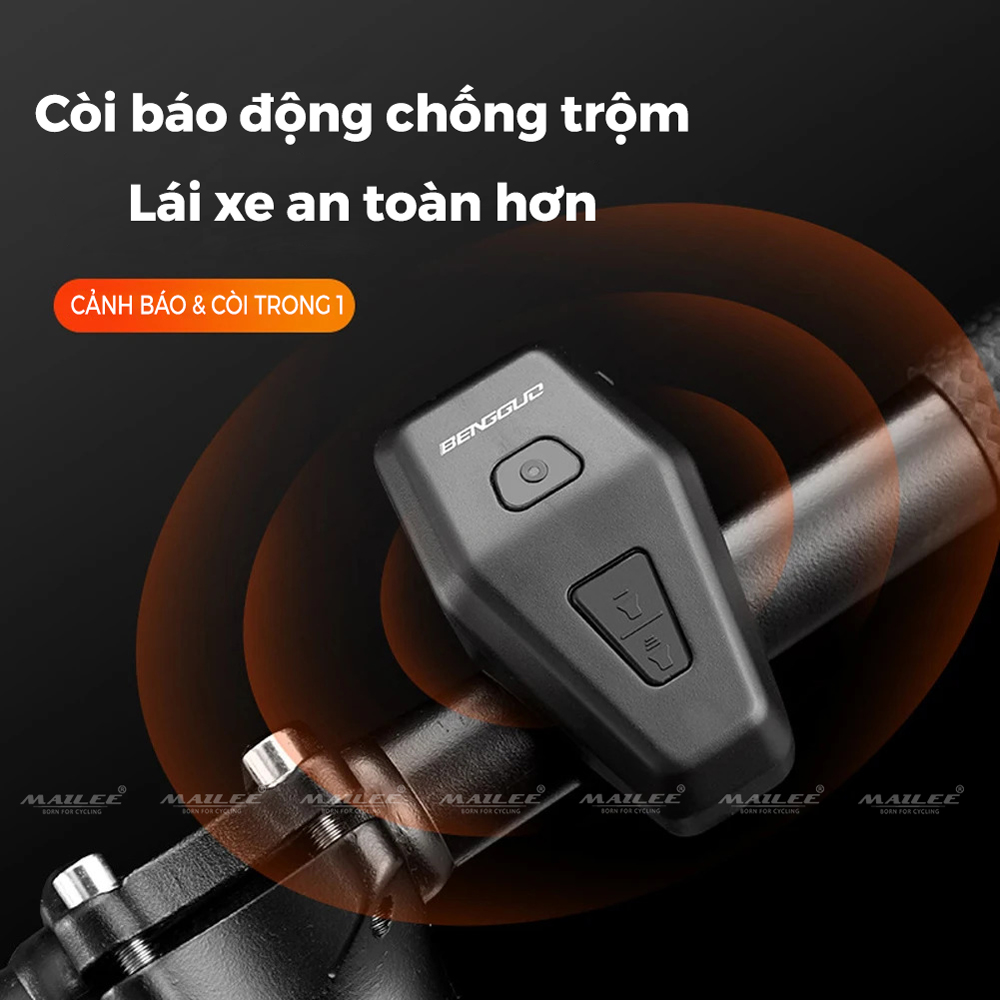 Còi Xe Đạp BG-3510 âm thanh lớn 120dB Sạc USB Chống Nước, Chuông Cảnh Báo Trộm, An Toàn Dễ Dùng - Mai Lee