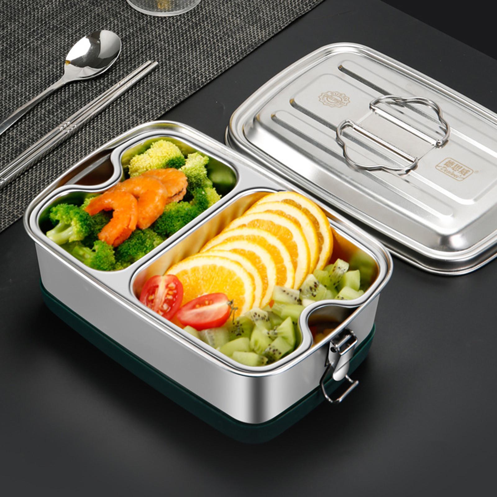 2X 304 Stainless Steel Bento Box Lunch Box Food Container 1200ml