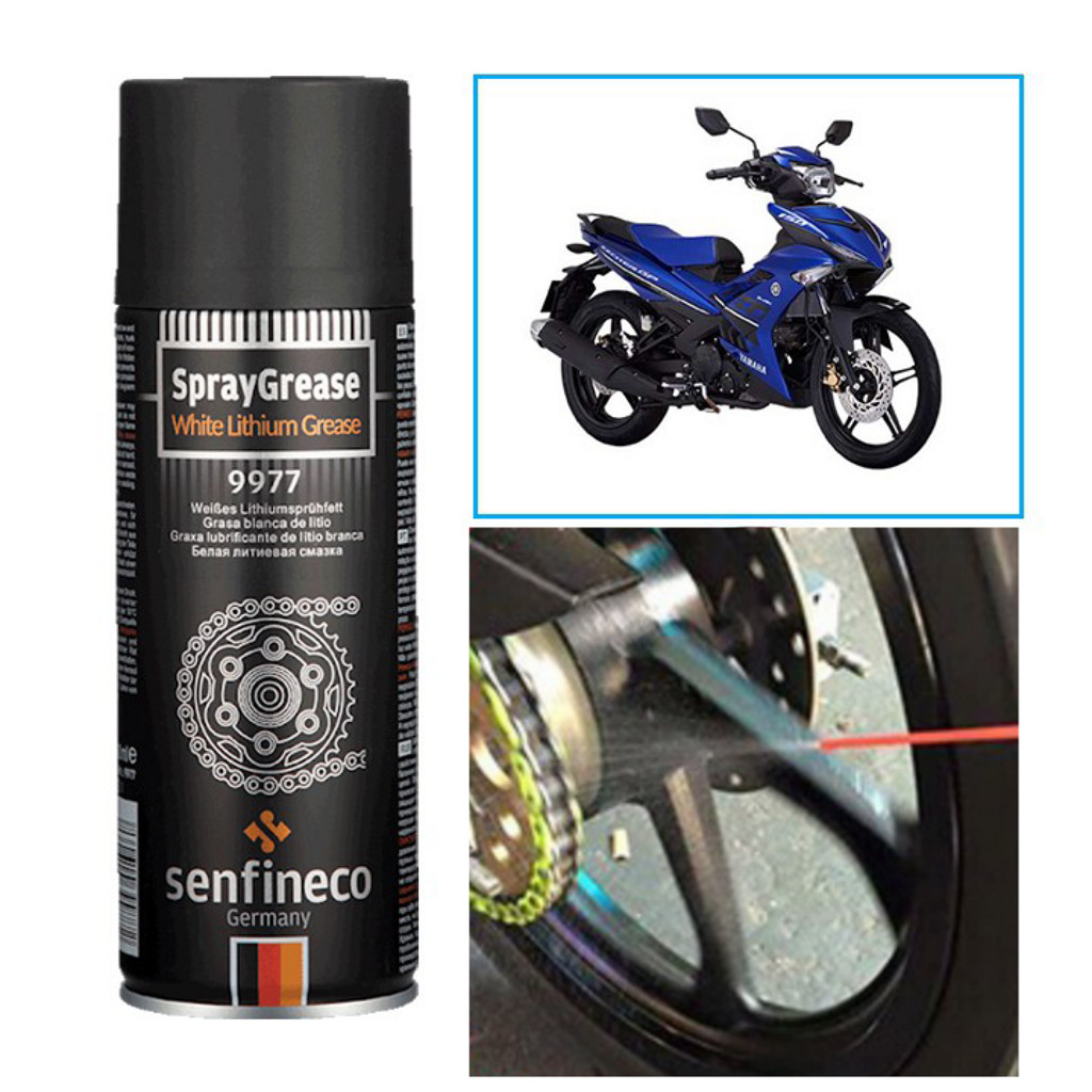 Mỡ Bò Trắng Lithium Dạng Xịt Senfineco 9977 Spray Grease White Lithium Grease 450ML