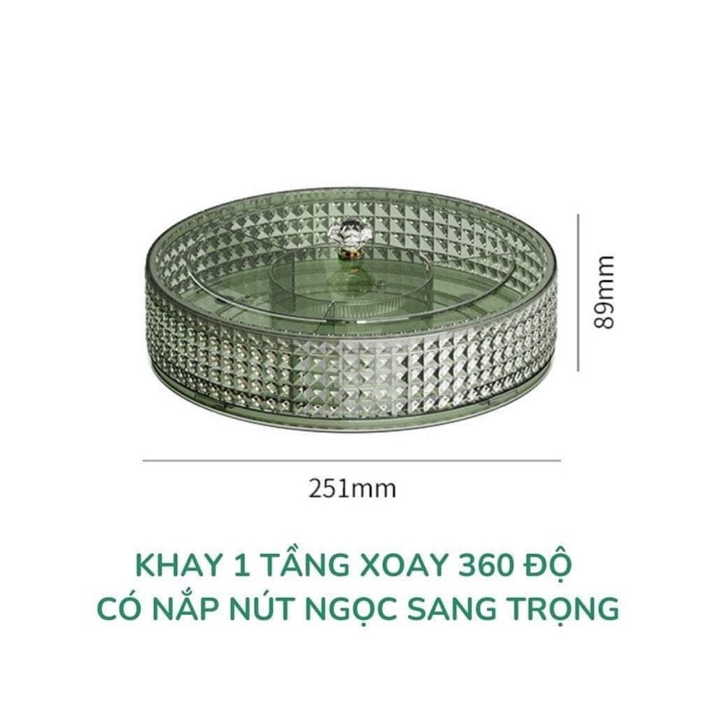 Khay mứt Khay đựng bánh kẹo xoay 360 độ đẹp sang trọng ngày Tết- Màu ngẫu nhiên