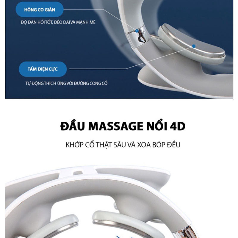 Máy Mát Xa Cổ Vai Gáy Chuyên Sâu 4 Miếng Xung Điện Cực Giảm Đau Mỏi Hiệu Quả Cao - Máy Massage Cổ Vai Gáy Thông Minh