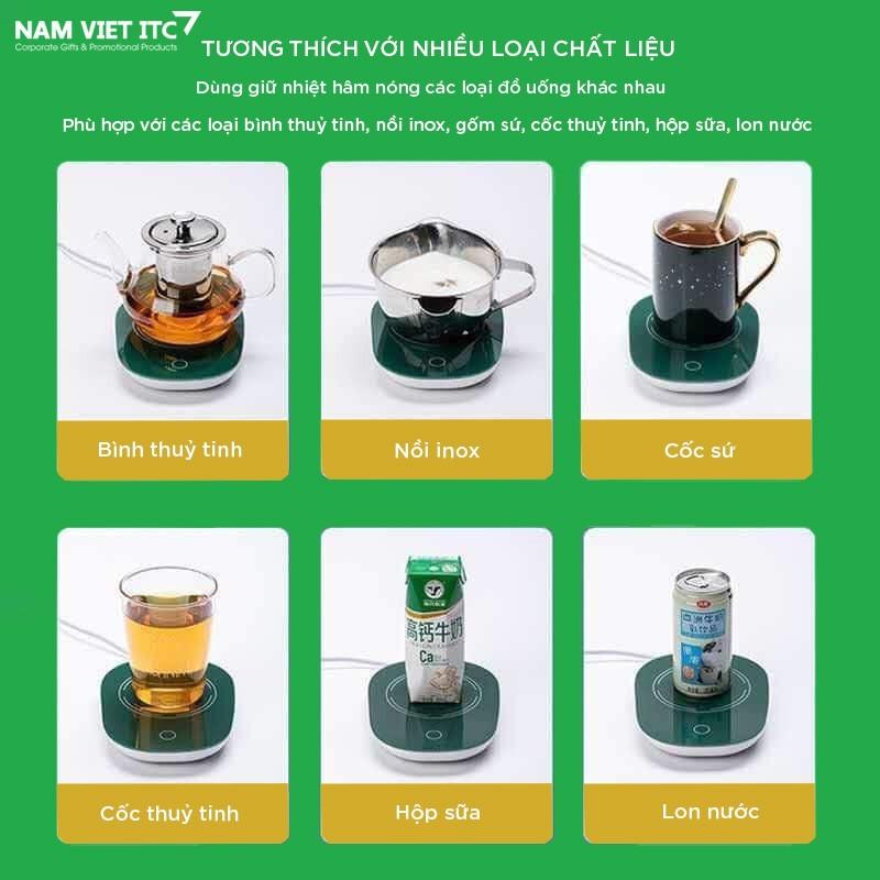 Bộ Đế Hâm Nóng Điện Tử Kèm Ly Sứ Cao Cấp Hiện Đại Và Gọn Nhẹ - Free Ship Toàn Quốc