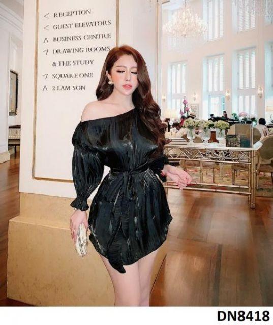 Đầm trễ vai lụa nhúng sexy