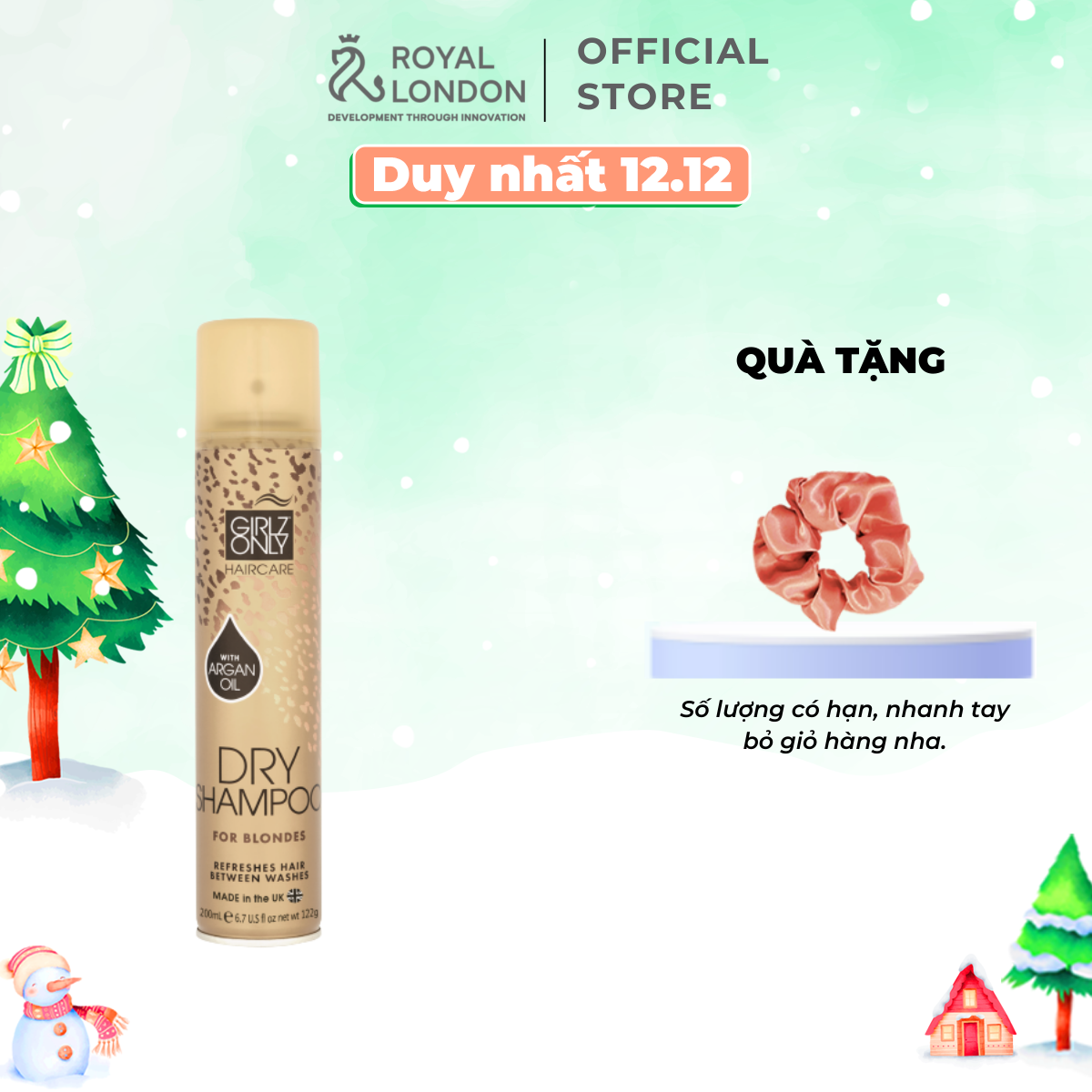 Dầu Gội Khô Girlz Only For Blondes 200ml (Vàng)