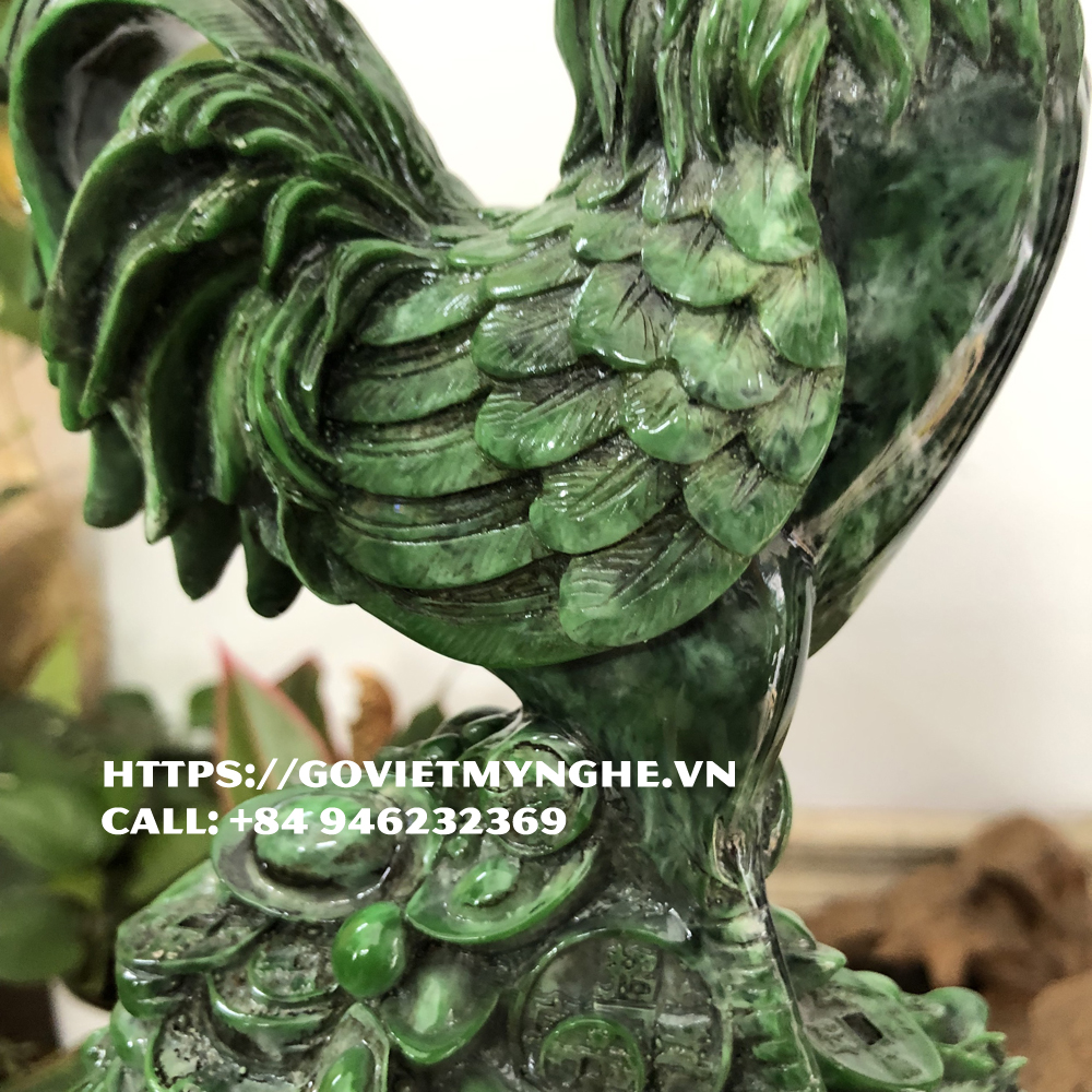 Tượng đá con gà trang trí phong thủy bàn làm việc gà trang trí phong thủy nhà cửa - Xanh lục bích
