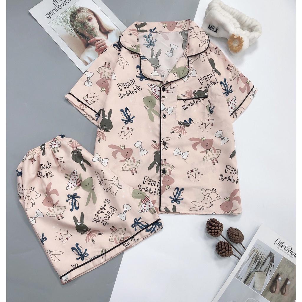 Bộ pijama tay ngắn quần ngắn vải kate Thái form dưới 65kg.
