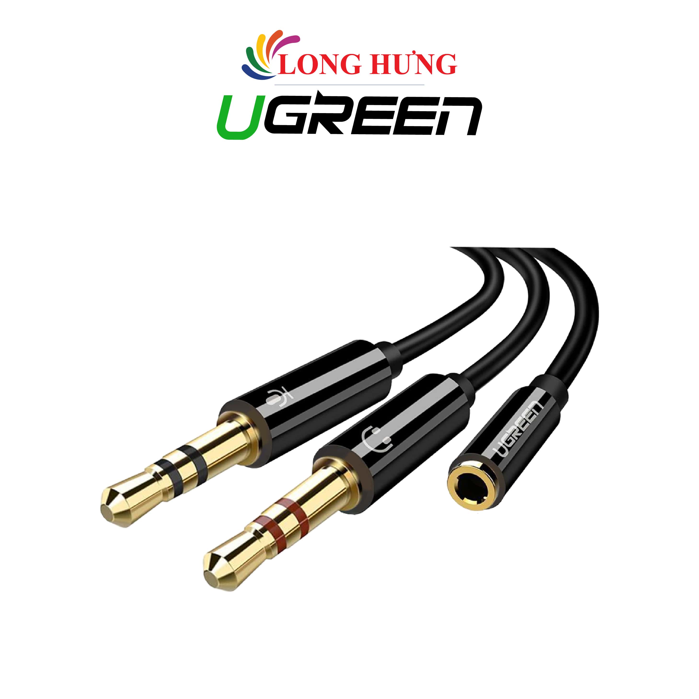 Cáp chuyển AV 3.5mm sang 2 đầu mic và tai nghe Ugreen Audio Cable ABS Case 20cm AV140 - Hàng chính hãng