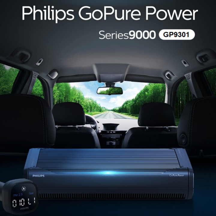Máy khử mùi, lọc không khí trên xe ô tô cao cấp Philips GP9301 - Cảm biến chất lượng không khí 4 chiều - HÀNG NHẬP KHẨU