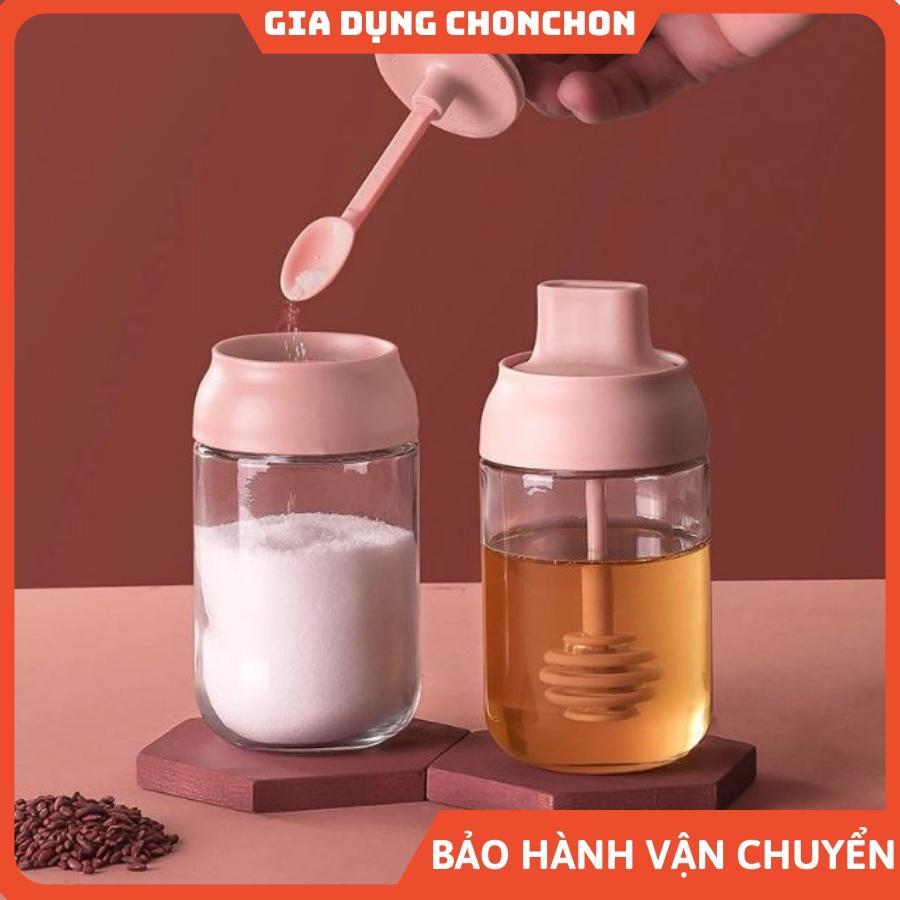 Hũ thủy tinh đựng gia vị, dầu ăn,mật ong 250ml nắp hồng