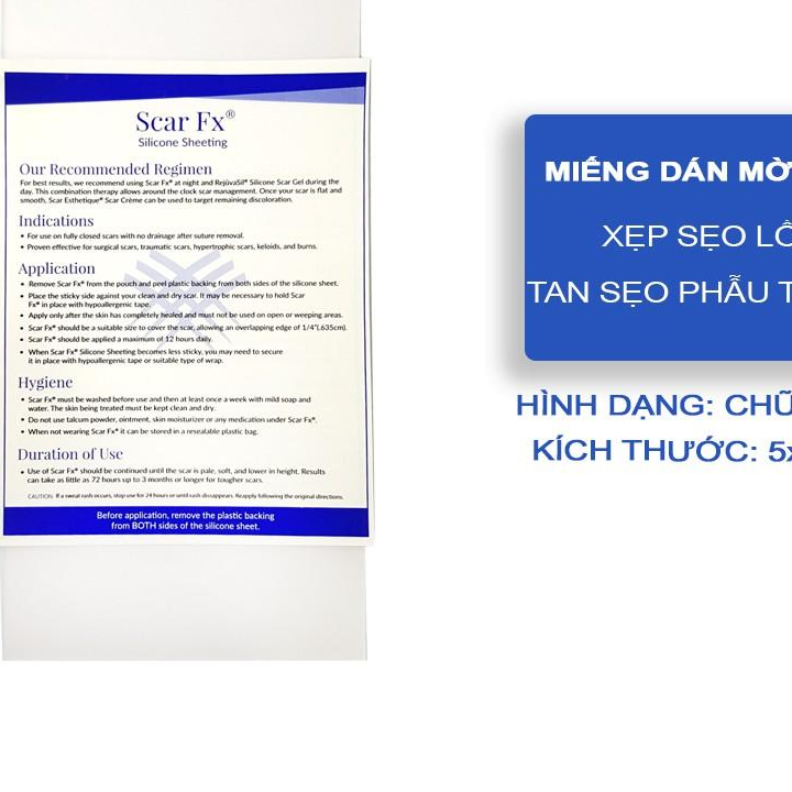 Miếng Dán Sẹo Lồi / Phì Đại REJUVASKIN Scar FX 5x10cm