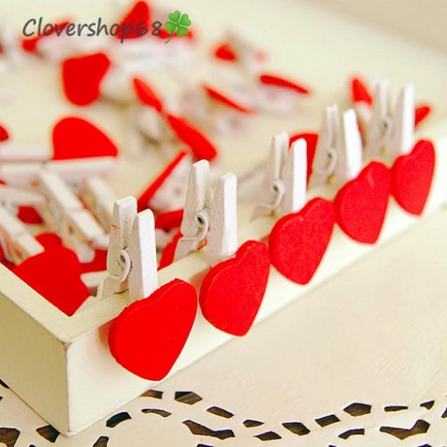 Set 10 kẹp gỗ treo khung ảnh hình trái tim
