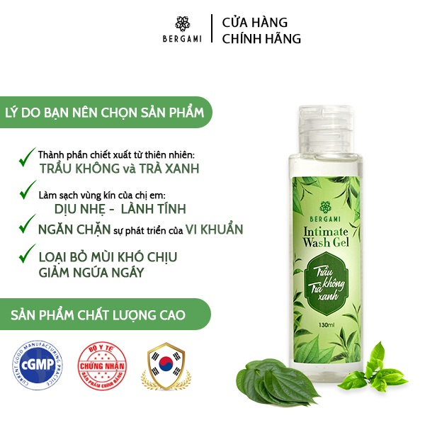 Dung dịch vệ sinh phụ nữ Begami, tinh chất trầu trà kháng khuẩn, khử mùi giảm viêm ngứa dung tích 130ml