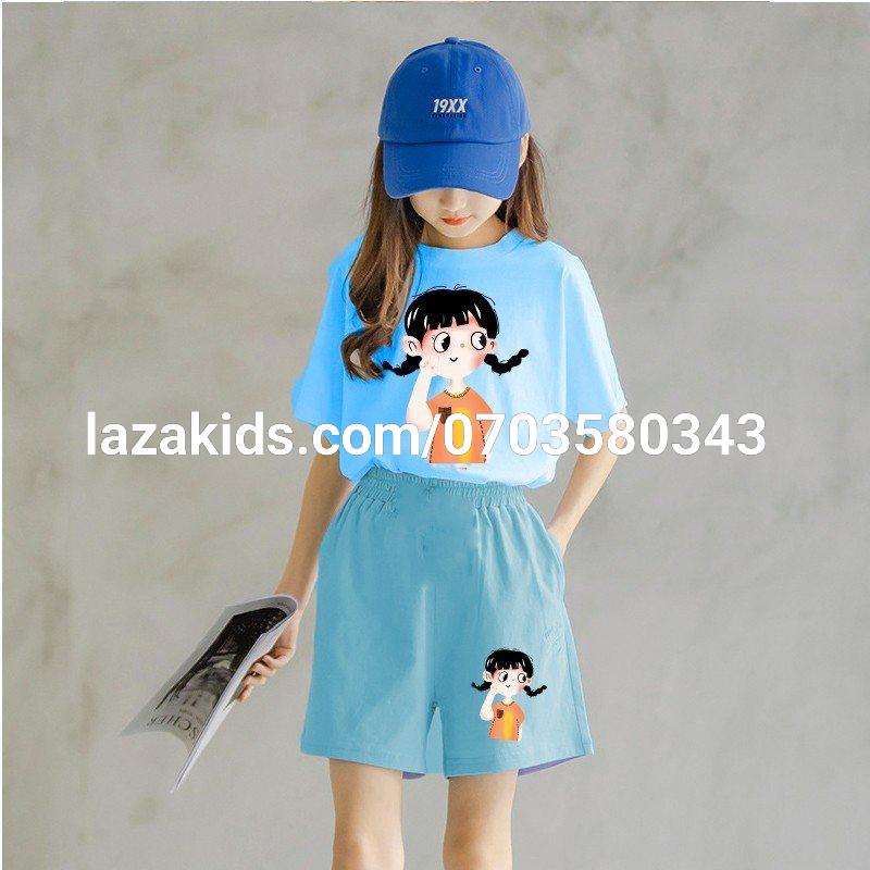 Bộ quần áo hè dành cho bé gái 6-12 tuổi . Xinh xắn, đáng yêu, thoáng mát KIDS GENZ-thun cao cấp 4 chiều chính phẩm
