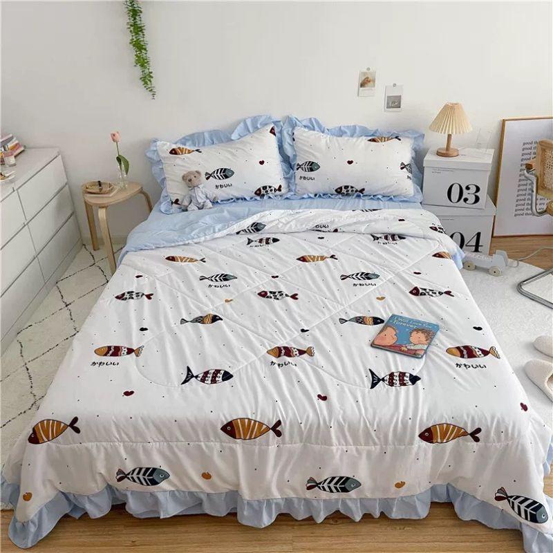 Bộ chăn hè chần bông đũi bèo nhiệt đới