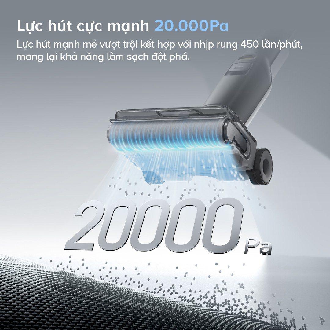 Máy Hút Bụi Lau Sàn Roborock F25 Sấy Giẻ Lau Bằng Khí Nóng Khử Khuẩn 22.000 Pa - Hàng Chính Hãng