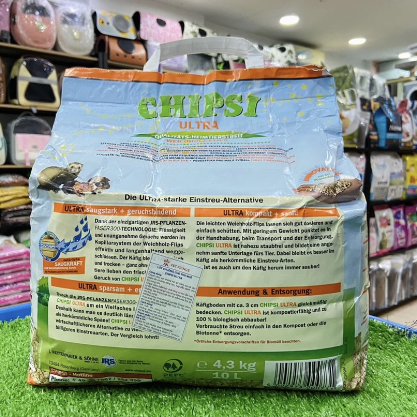 Cát gỗ vệ sinh hữu cơ cho thú nhỏ Chipsi Ultra 4,3kg