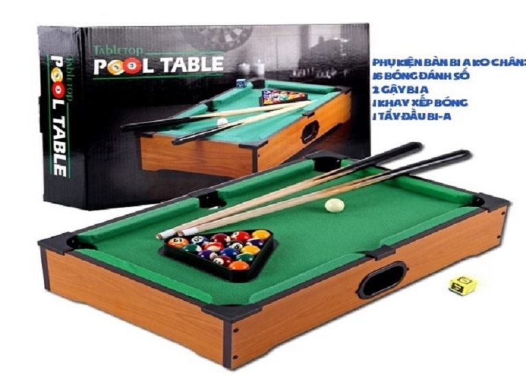 Bàn bida mini cho trẻ em size 51.5x31x9cm bằng gỗ, mặt nhung cực đẹp