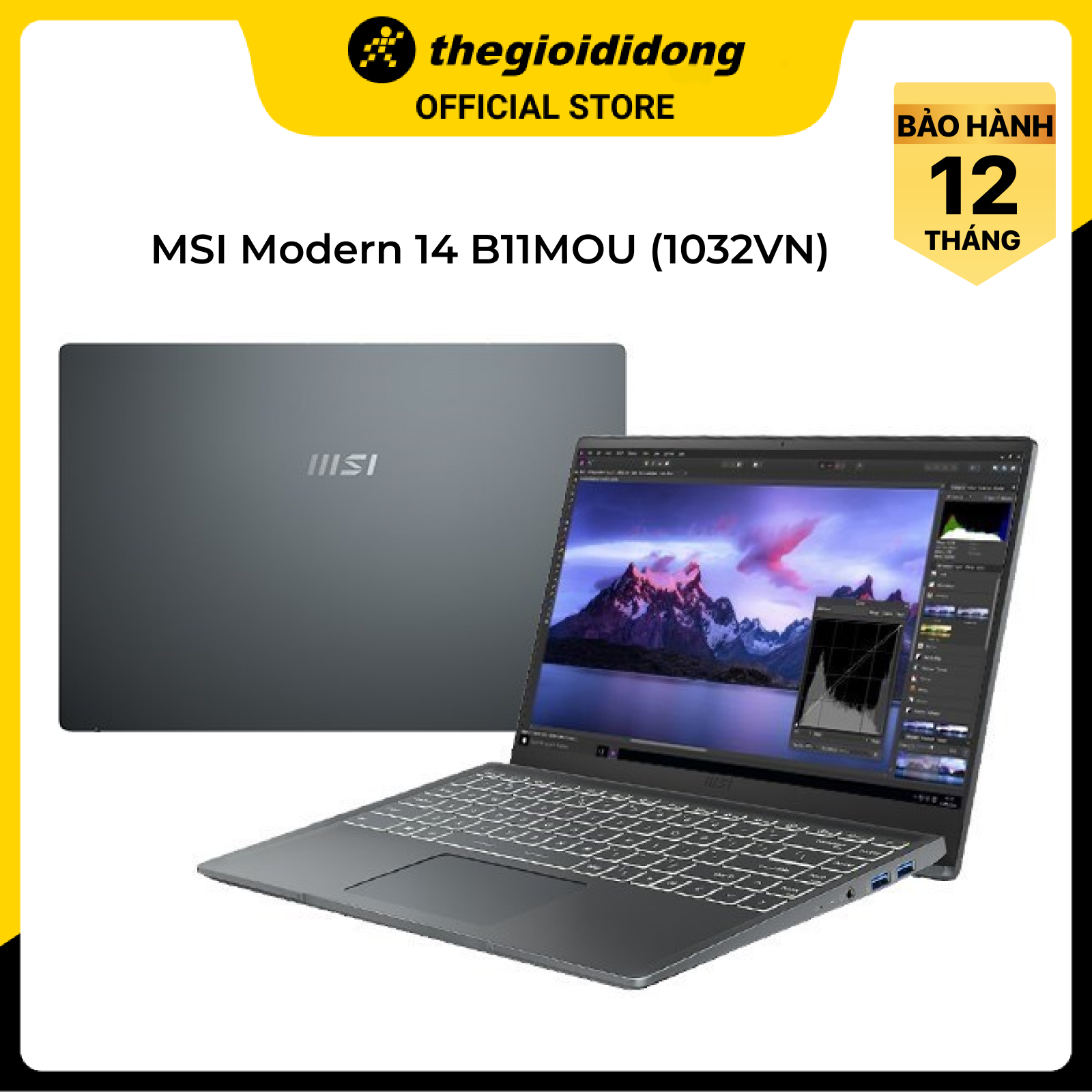 Laptop MSI Modern 14 B11MOU i7 1195G7/8GB/512GB/Túi/Chuột/Win11 (1032VN) - Hàng chính hãng