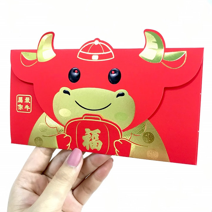 SET 6 BAO LÌ XÌ CON TRÂU 3D CUTE NHŨ VÀNG 2021 (MẪU 1) - SP000672