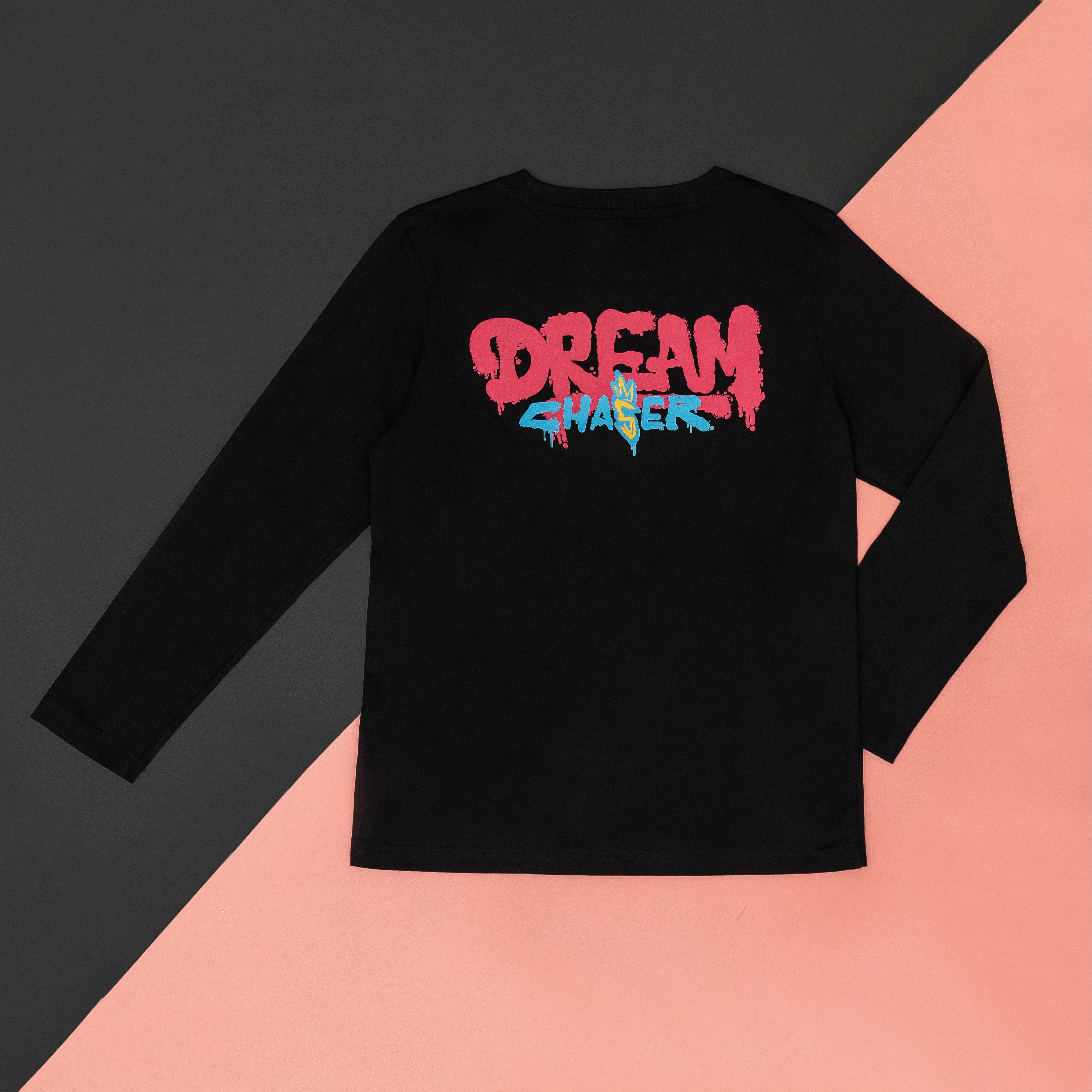 Áo thun unisex dài tay DREAM CHASER KIDS - T SHIRT đen hồng by DVH House