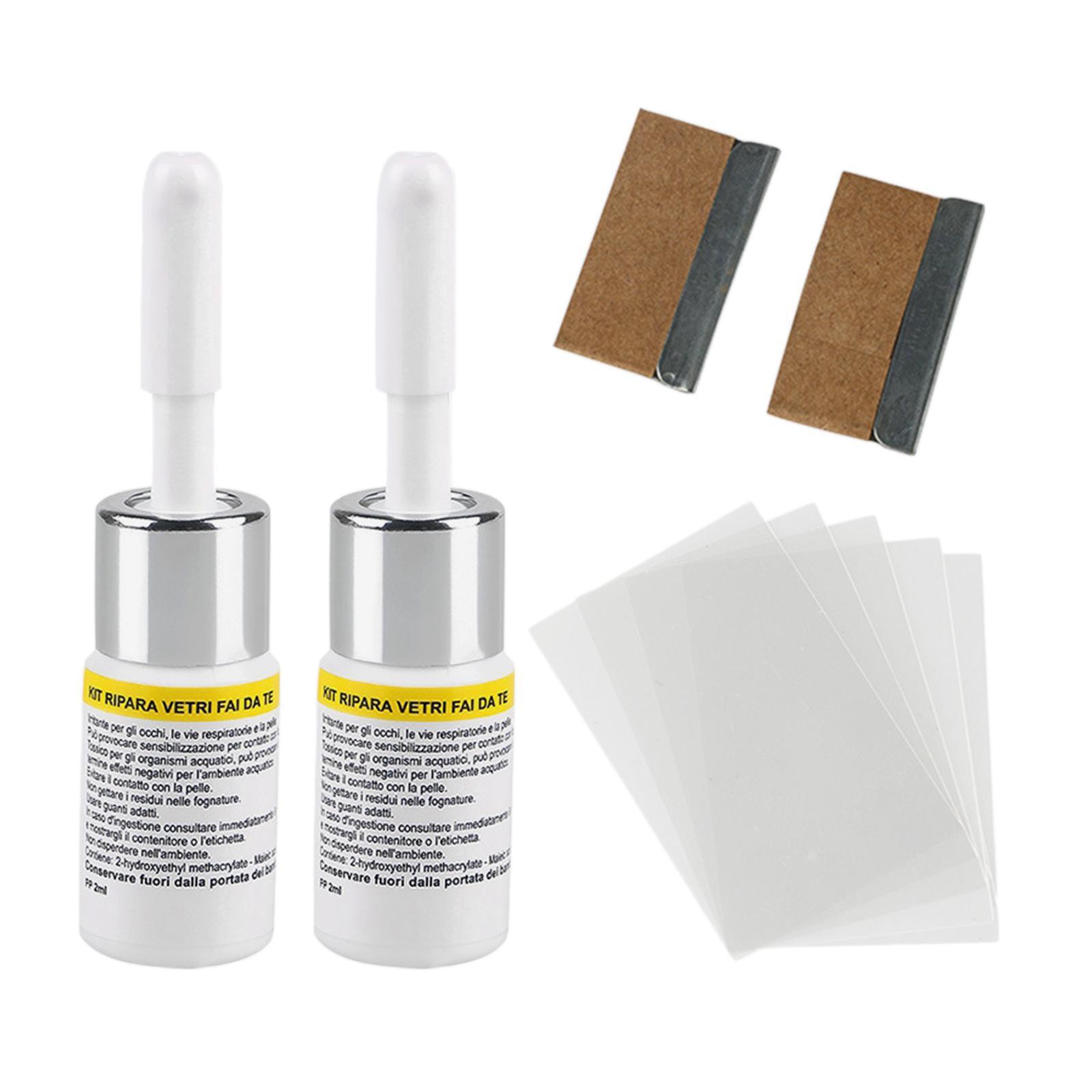 2x2Pcs Automotive Glass Repair Fluid Windshield Resin Crack Tool DIY Car Fix White