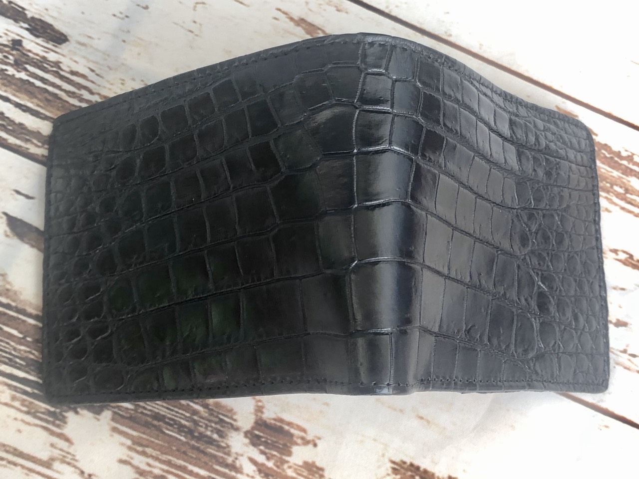 Ví da cá sấu nam 2 mặt màu đen